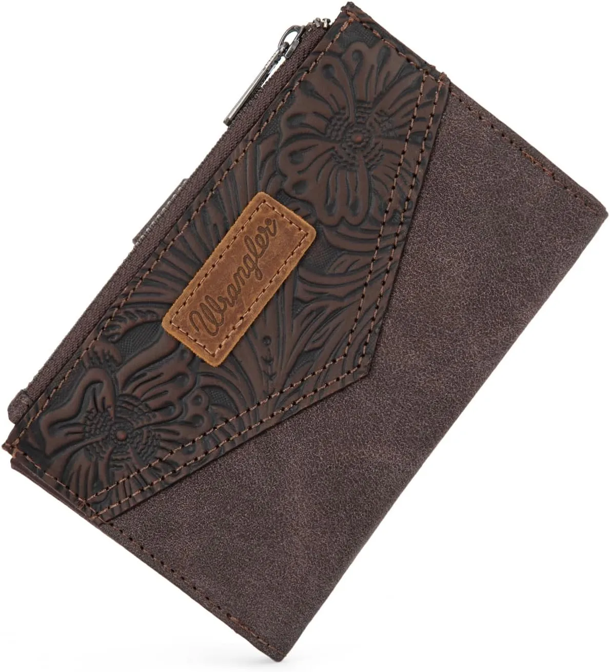 × Wrangler Small Wallet for Women Designer Bifold Wallet Embossed Women'S Wallets, Card Cases & Money Organizers, Coffee
