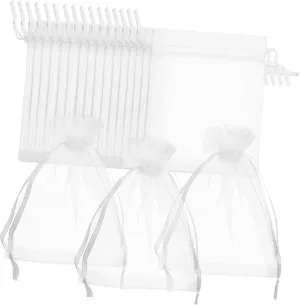 100 Pcs Drawstring Organza Bags Transparent Mesh present Bags for Jewelry Favors and Party Supplies Soft Yet Sturdy Packaging for Snacks and Items