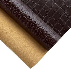 12 x 53 Glossy Embossed Crocodile Texture Faux Leather Roll Synthetic Leather Crafts Fabric for Wallets Keychains 12x53inch