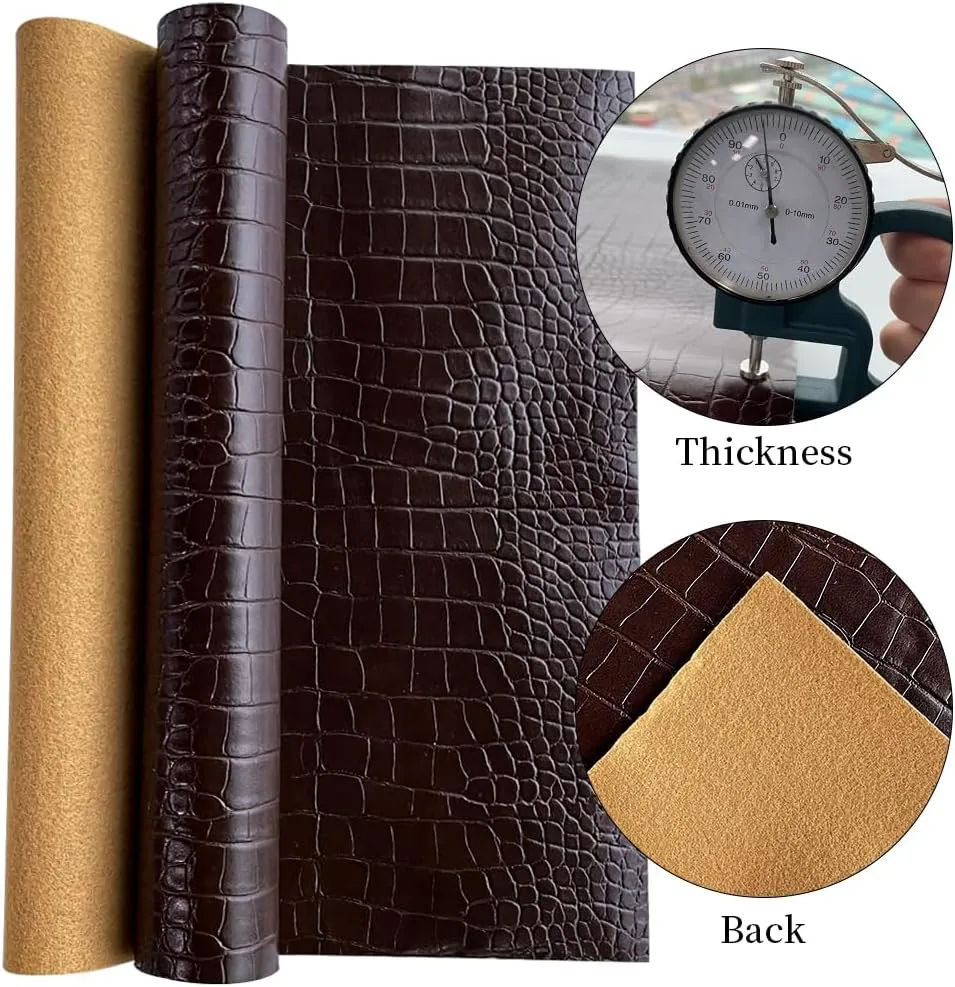 12 x 53 Glossy Embossed Crocodile Texture Faux Leather Roll Synthetic Leather Crafts Fabric for Wallets Keychains 12x53inch