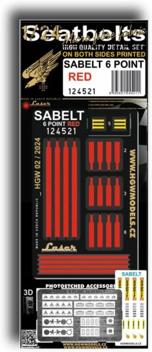 124521 1/24 SABELT 6 Point RED Seatbelts