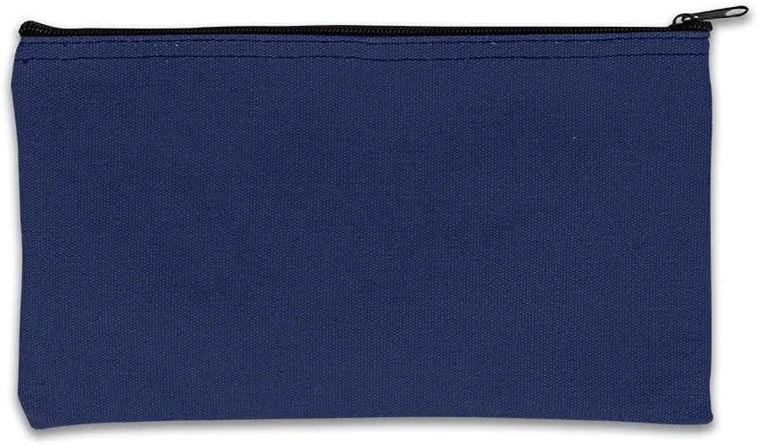 14 oz Navy Blue Canvas Zipper Bag - 11 x 6 - Compact Zipper Pouch - Multipurpose Utility Bag - Tool Bag - Pack of 7