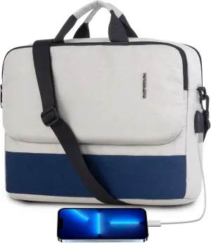 17-17.3 inch Laptop Briefcase Bag with USB Port, Computer Case with Shoulder Strap Handle Bag for Men Women