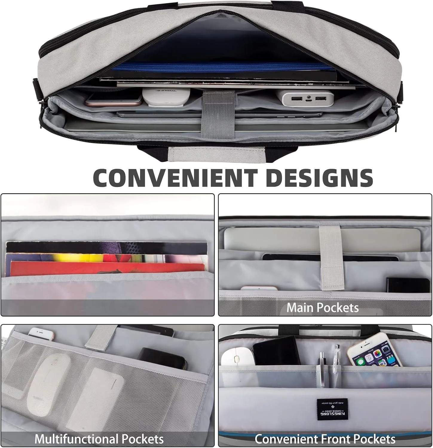 17-17.3 inch Laptop Briefcase Bag with USB Port, Computer Case with Shoulder Strap Handle Bag for Men Women