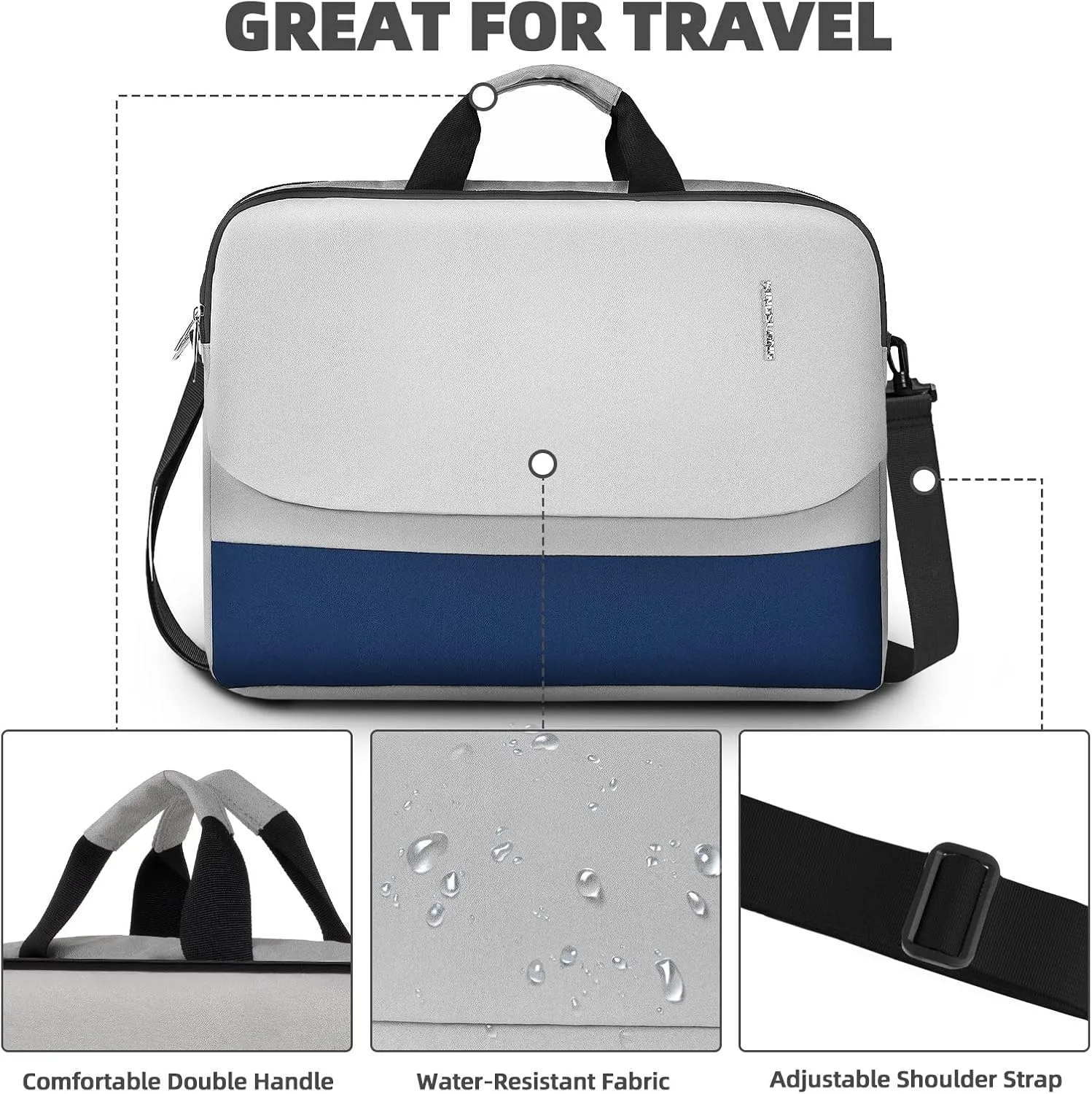 17-17.3 inch Laptop Briefcase Bag with USB Port, Computer Case with Shoulder Strap Handle Bag for Men Women