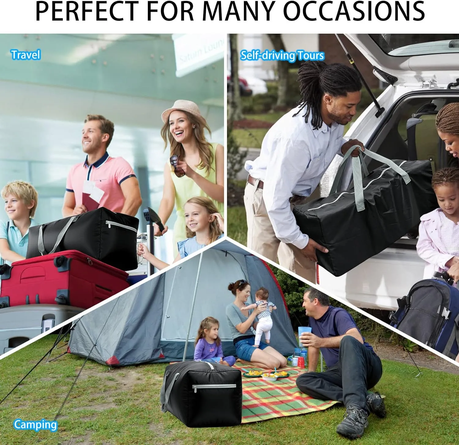2 Packs Foldable Duffel Bag 30" / 75L Lightweight with Water Rresistant for Travel