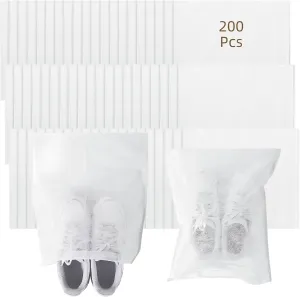 200 Pack Shoe Storage Bags With Drawstrings, Non-Woven Breathable Pouches For Shoes, Boots, Handbags, And More