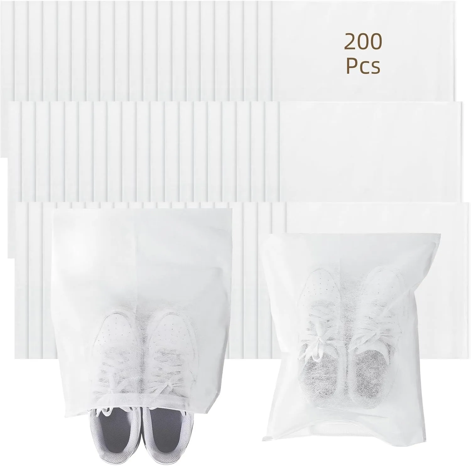 200 Pack Shoe Storage Bags With Drawstrings, Non-Woven Breathable Pouches For Shoes, Boots, Handbags, And More
