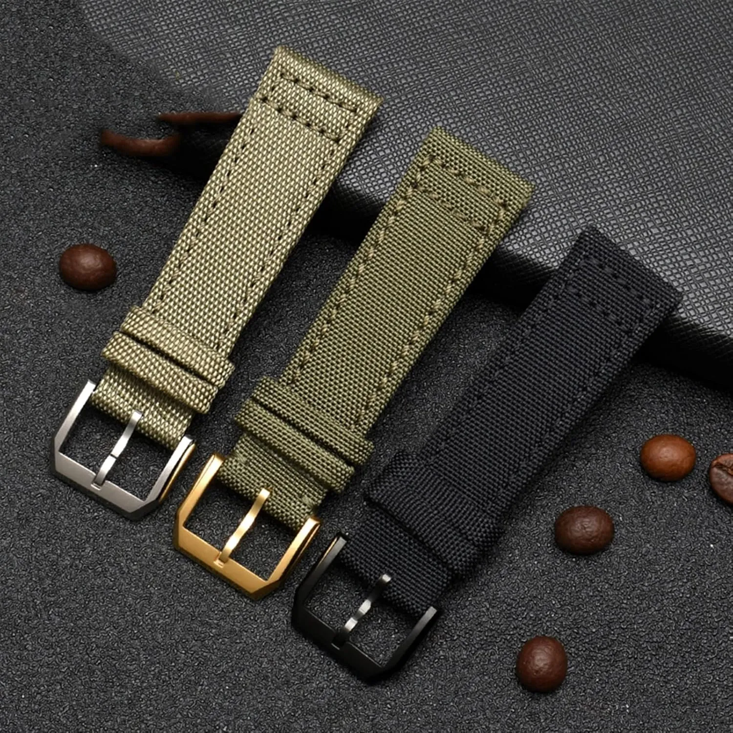 20mm 21mm 22mm For IWC Pilot Spitfire Timezone TopGun Strap Green Black Belts Wristwatch Straps Nylon Canvas Fabric Watch Band