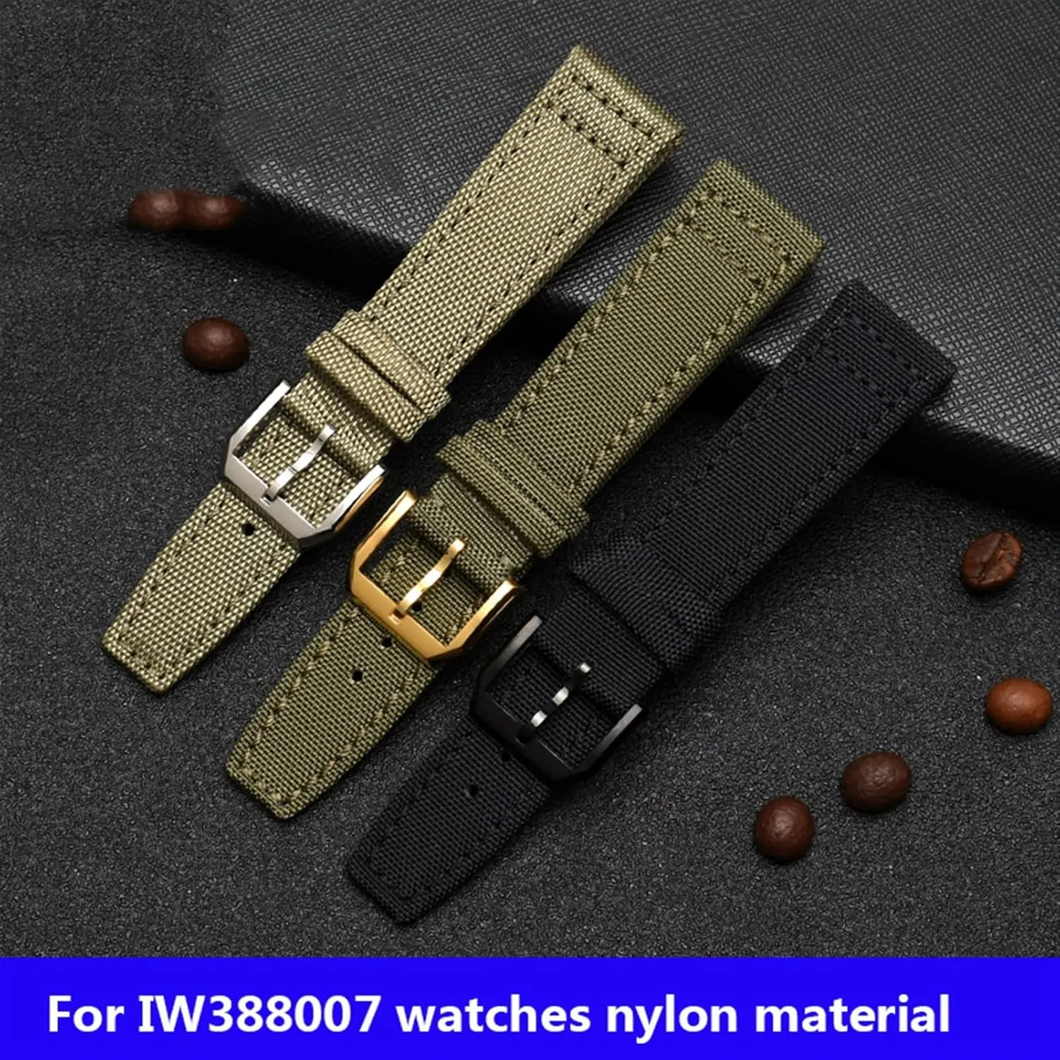 20mm 21mm 22mm For IWC Pilot Spitfire Timezone TopGun Strap Green Black Belts Wristwatch Straps Nylon Canvas Fabric Watch Band