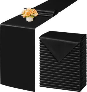 20Pack Satin Table Runner 12 x 72 Inch,Black Satin Silk Table Runner Smooth Table Runners for Wedding Bridal Baby Shower Banquet Birthday Party Table Decoration