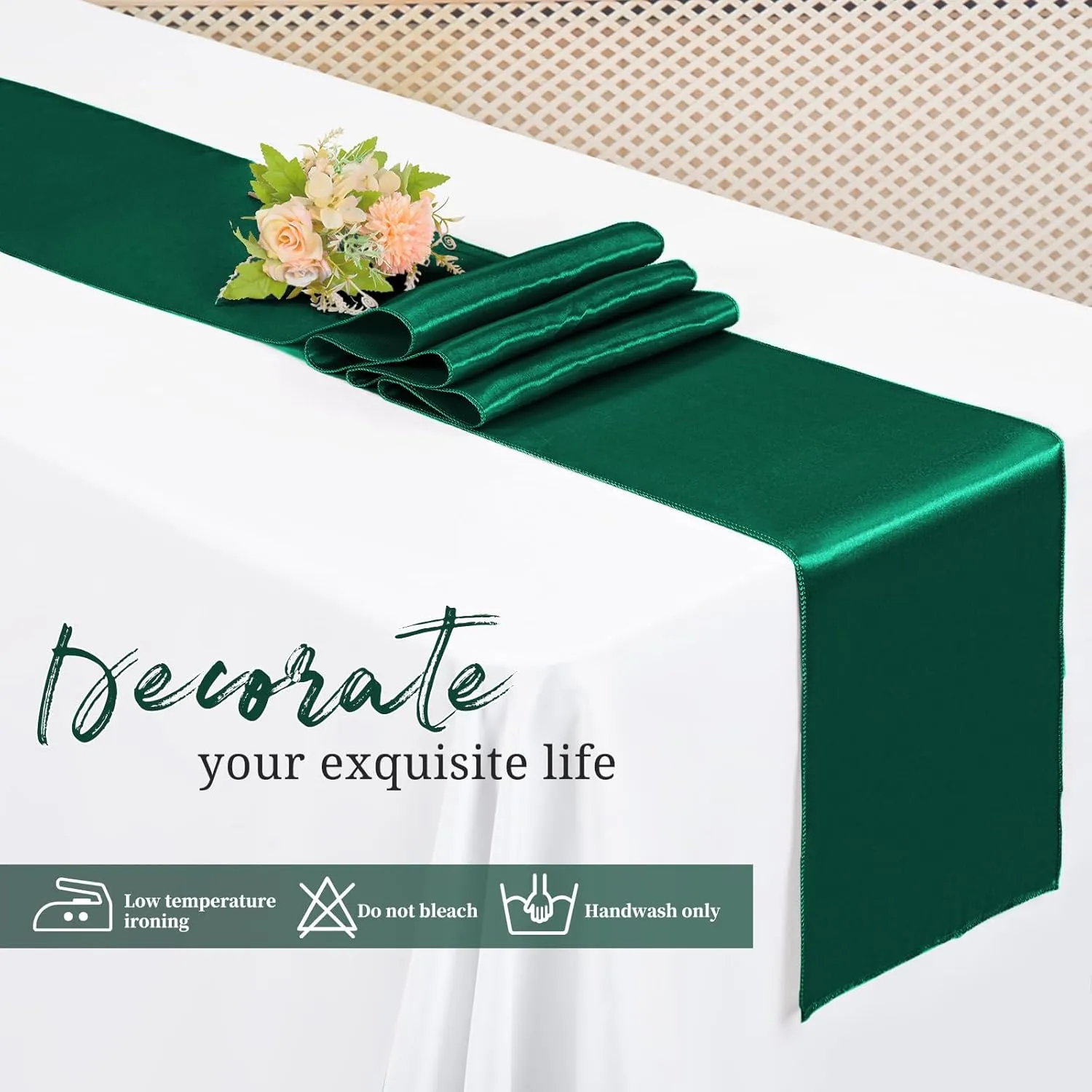 20Pack Satin Table Runner 12 x 72 Inch,Forest Green Satin Silk Table Runner Smooth Table Runners for Wedding Bridal Baby Shower Banquet Birthday Party Table Decoration
