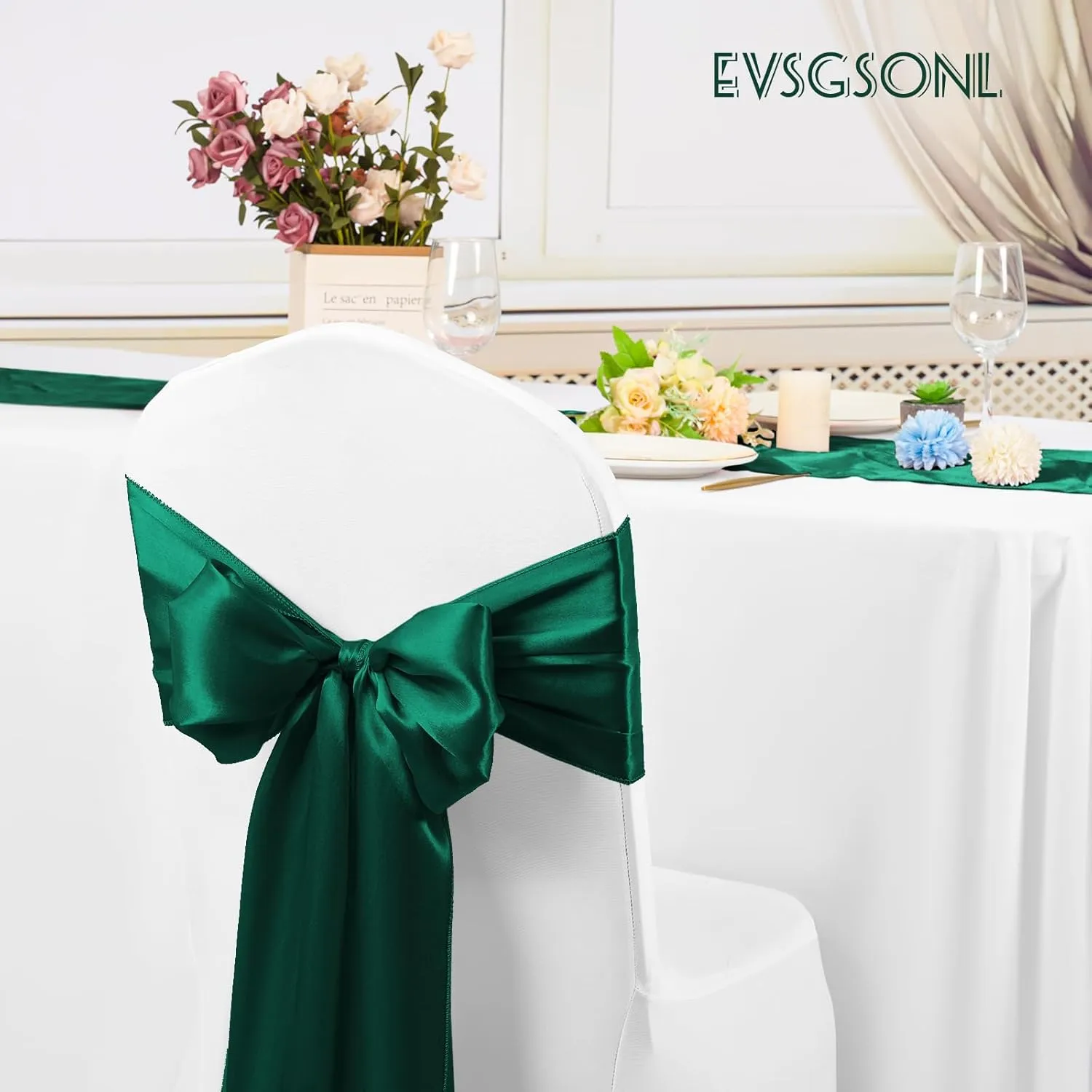 20Pack Satin Table Runner 12 x 72 Inch,Forest Green Satin Silk Table Runner Smooth Table Runners for Wedding Bridal Baby Shower Banquet Birthday Party Table Decoration