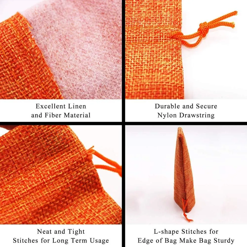 20pcs Burlap Gift Bag with Drawstring 3.9 x 5.5, Jewelry Candy Pouches Jute Sack Linen Christmas Wedding Party Favor Gift Bags (Orange)