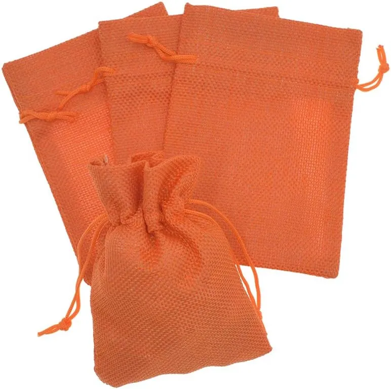 20pcs Burlap Gift Bag with Drawstring 3.9 x 5.5, Jewelry Candy Pouches Jute Sack Linen Christmas Wedding Party Favor Gift Bags (Orange)