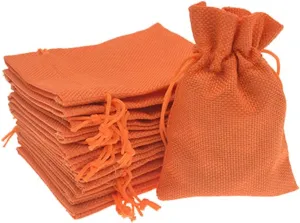 20pcs Burlap Gift Bag with Drawstring 3.9 x 5.5, Jewelry Candy Pouches Jute Sack Linen Christmas Wedding Party Favor Gift Bags (Orange)