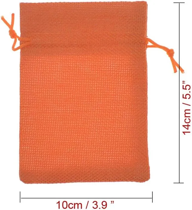 20pcs Burlap Gift Bag with Drawstring 3.9 x 5.5, Jewelry Candy Pouches Jute Sack Linen Christmas Wedding Party Favor Gift Bags (Orange)