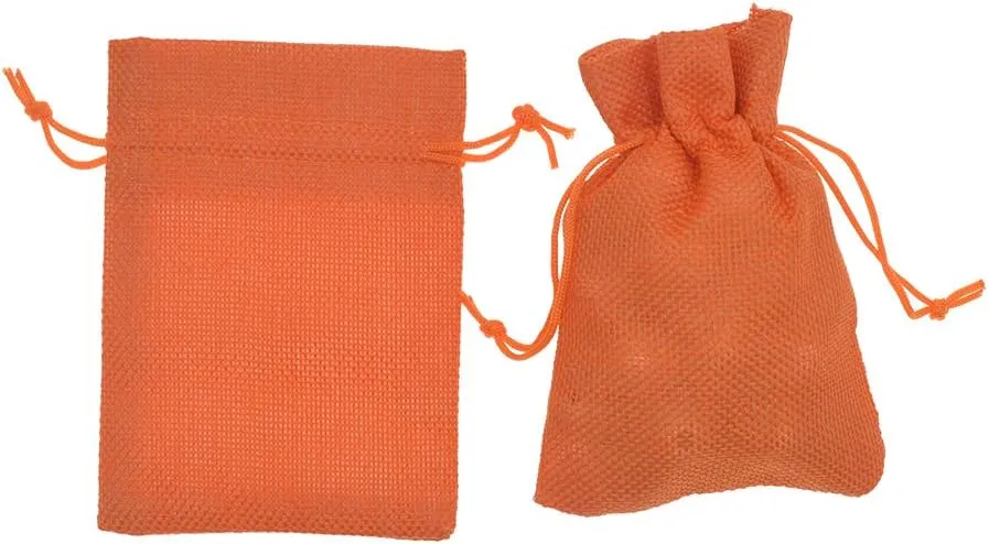 20pcs Burlap Gift Bag with Drawstring 3.9 x 5.5, Jewelry Candy Pouches Jute Sack Linen Christmas Wedding Party Favor Gift Bags (Orange)