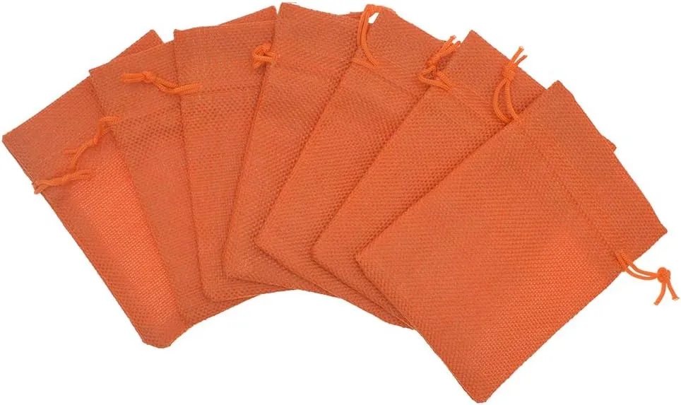 20pcs Burlap Gift Bag with Drawstring 3.9 x 5.5, Jewelry Candy Pouches Jute Sack Linen Christmas Wedding Party Favor Gift Bags (Orange)