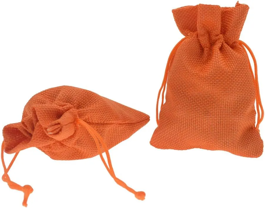 20pcs Burlap Gift Bag with Drawstring 3.9 x 5.5, Jewelry Candy Pouches Jute Sack Linen Christmas Wedding Party Favor Gift Bags (Orange)