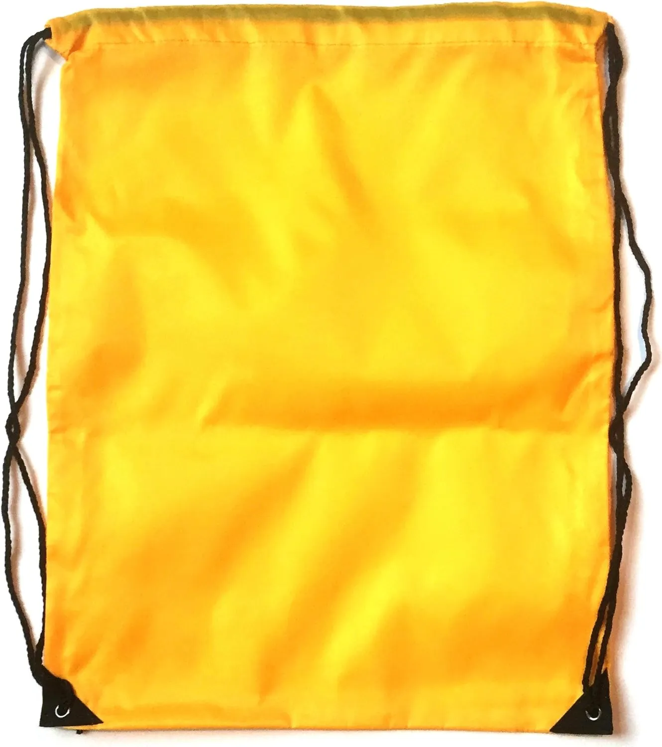 3 Pack YELLOW Nylon Drawstring Backpacks Sackpack Tote Cinch Gym Bag - Select from a Variety of Colors! (Regular, Yellow)