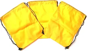 3 Pack YELLOW Nylon Drawstring Backpacks Sackpack Tote Cinch Gym Bag - Select from a Variety of Colors! (Regular, Yellow)