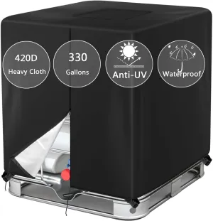 330 Gallon IBC Tote Cover Barlic 420D With Zipper for 1000L Outdoor dustproof Tote Cover Protective Cover Black