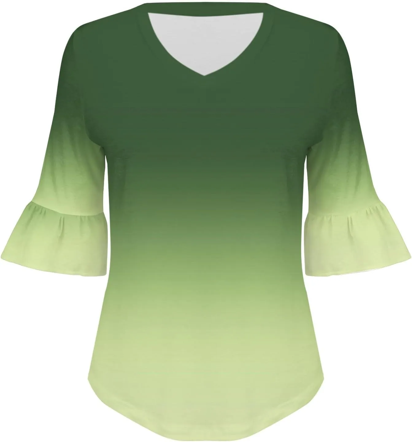 3/4 Sleeve Tops for Women Casual Ruffle V Neck T Shirts Three Quarter Length Work Blouses Dressy Tunic Tops