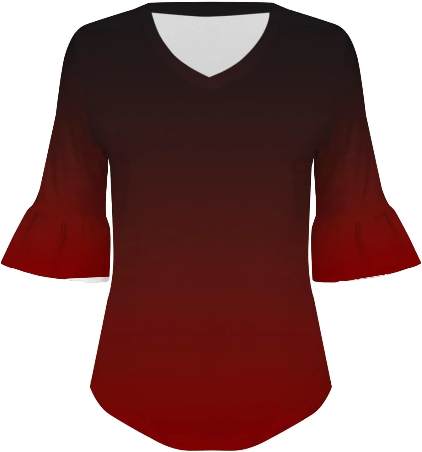 3/4 Sleeve Tops for Women Casual Ruffle V Neck T Shirts Three Quarter Length Work Blouses Dressy Tunic Tops