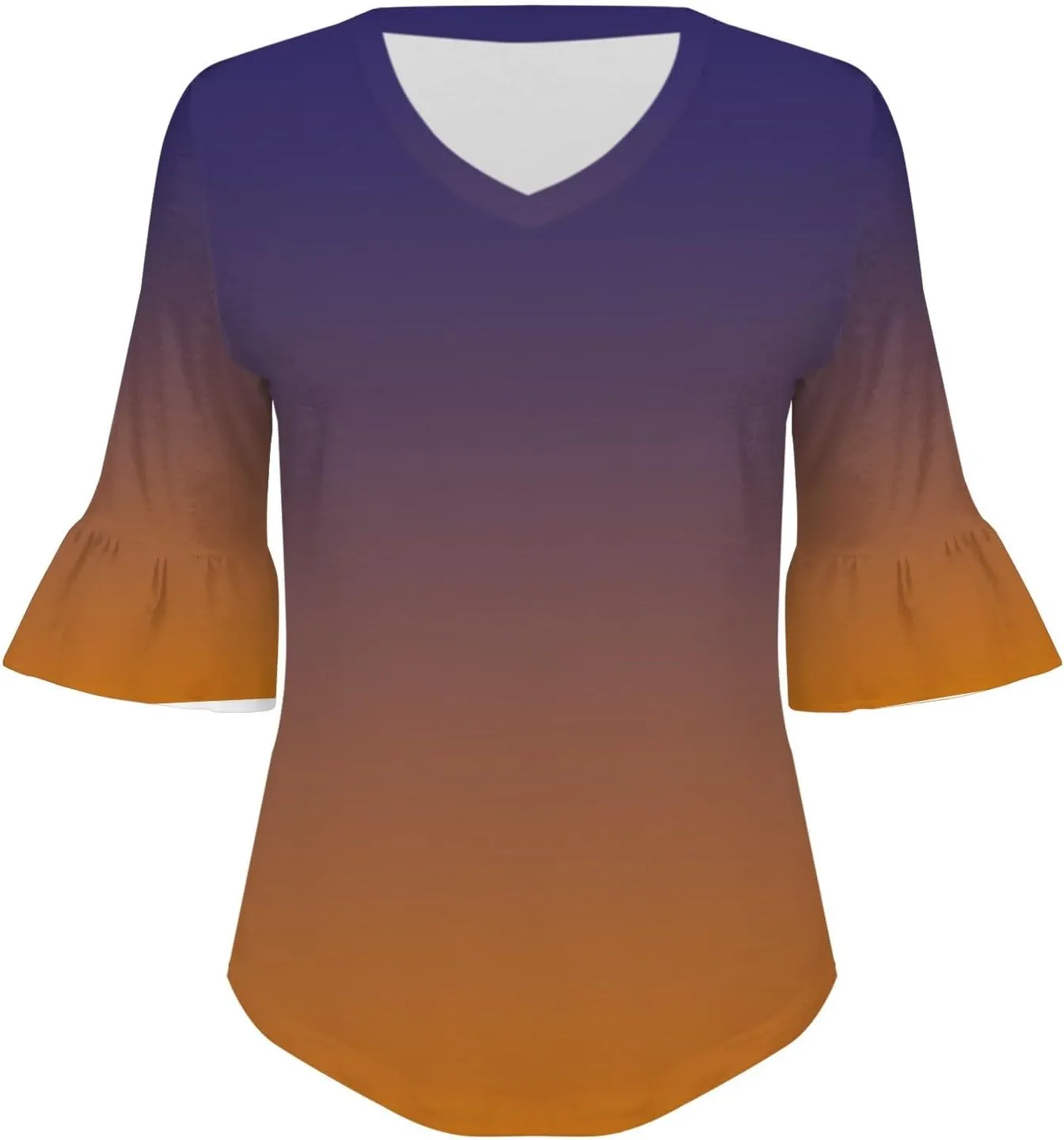 3/4 Sleeve Tops for Women Casual Ruffle V Neck T Shirts Three Quarter Length Work Blouses Dressy Tunic Tops