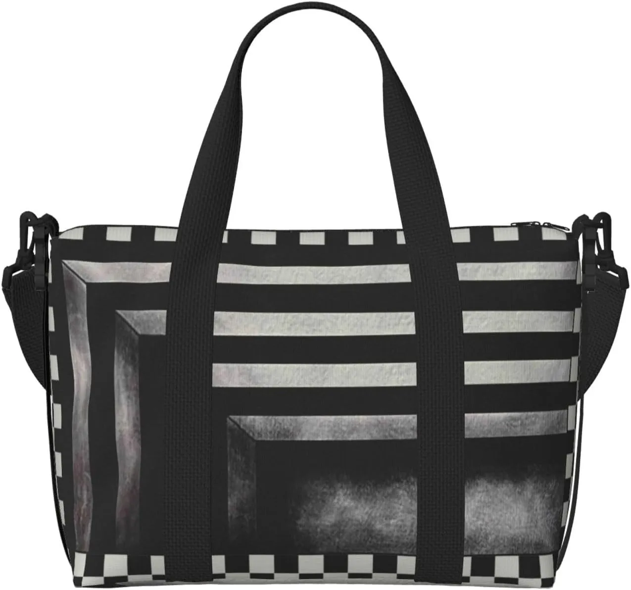 3D Vortex Optical Illusion Square Travel Bag Weekender Bags for Women Men Carry on Overnight Bag Tote Bag Yoga Gym Bag With Adjustable Straps for Gym, Work, Personal Items