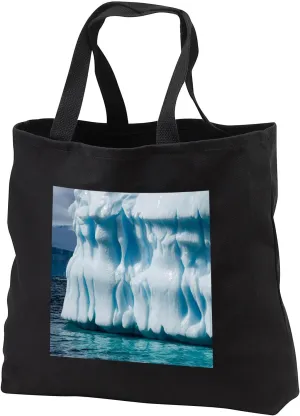 3dRose Black Tote Bag 14w x 14h x 3d - Antarctica, Gerlach Strait, blue ice formation Icebergs
