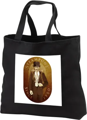 3dRose Boehm Graphics Illustration - Steampunk - Black Tote Bag 14w x 14h x 3d (tb_12656)
