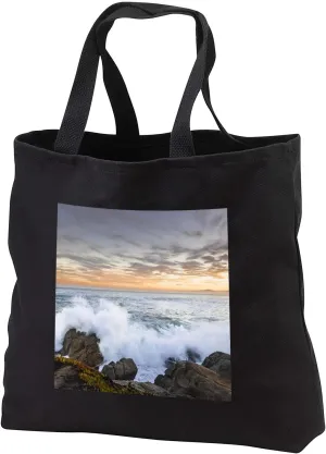 3dRose Crashing waves, Lovers Point in Pacific Grove, Monterey Peninsula, CA - Tote Bags (tb_346385)
