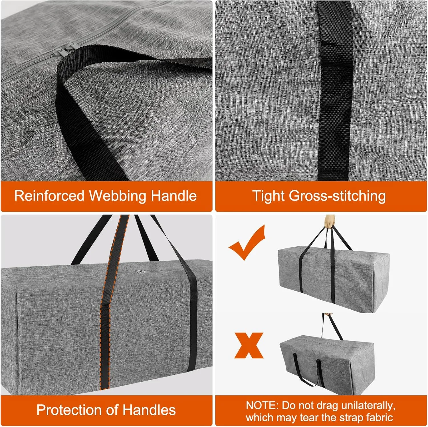 45 Inch Sports Duffle Bag - 120L Large Luffel Bag for Travel, Foldable Luggage Duffle Bag with Zippers for Men Women (Grey)