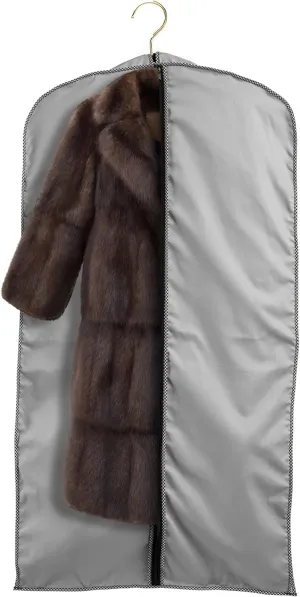 45" Luxury Fur Coat Cotton Blend Cloth Garment Bags for Travel & Hanging Clothes (Grey - Houndstooth Trim) - Suit Covers Garment Bag for Men & Women Dress Bag - Closet Storage Suit Bag, Coat Storage
