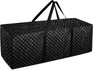 47 Inch Sports Duffle Bag - 195L Large Luffel Bag for Travel, Foldable Luggage Duffle Bag with Zippers for Men Women (Checkered Fabric)