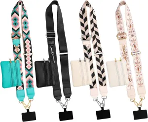 4PCS Clip and Go Strap for Phone with Wallet Crossbody, Phone Strap with Zippered Pouch Adjustment Mix Color Phone Strap Crossbody for Woman