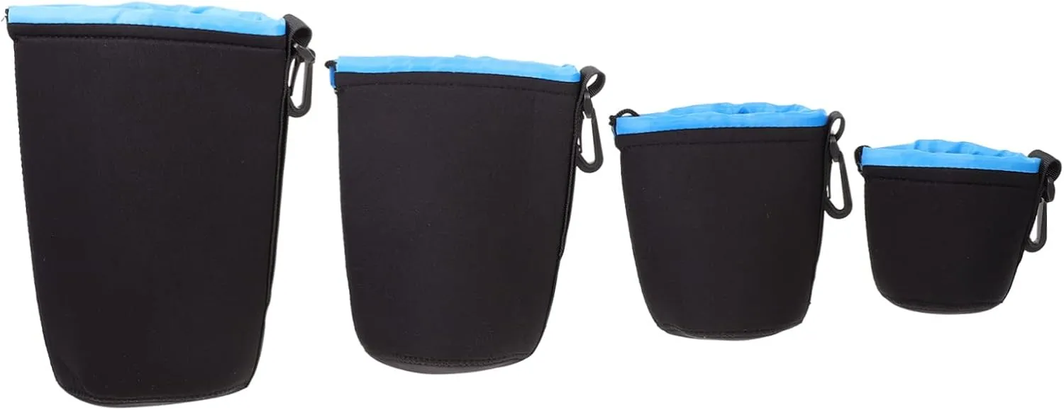 4Pcs Neoprene Camera Lens Pouch Lens Storage Bags for Cameras Against Scratches and Impact for Photographers