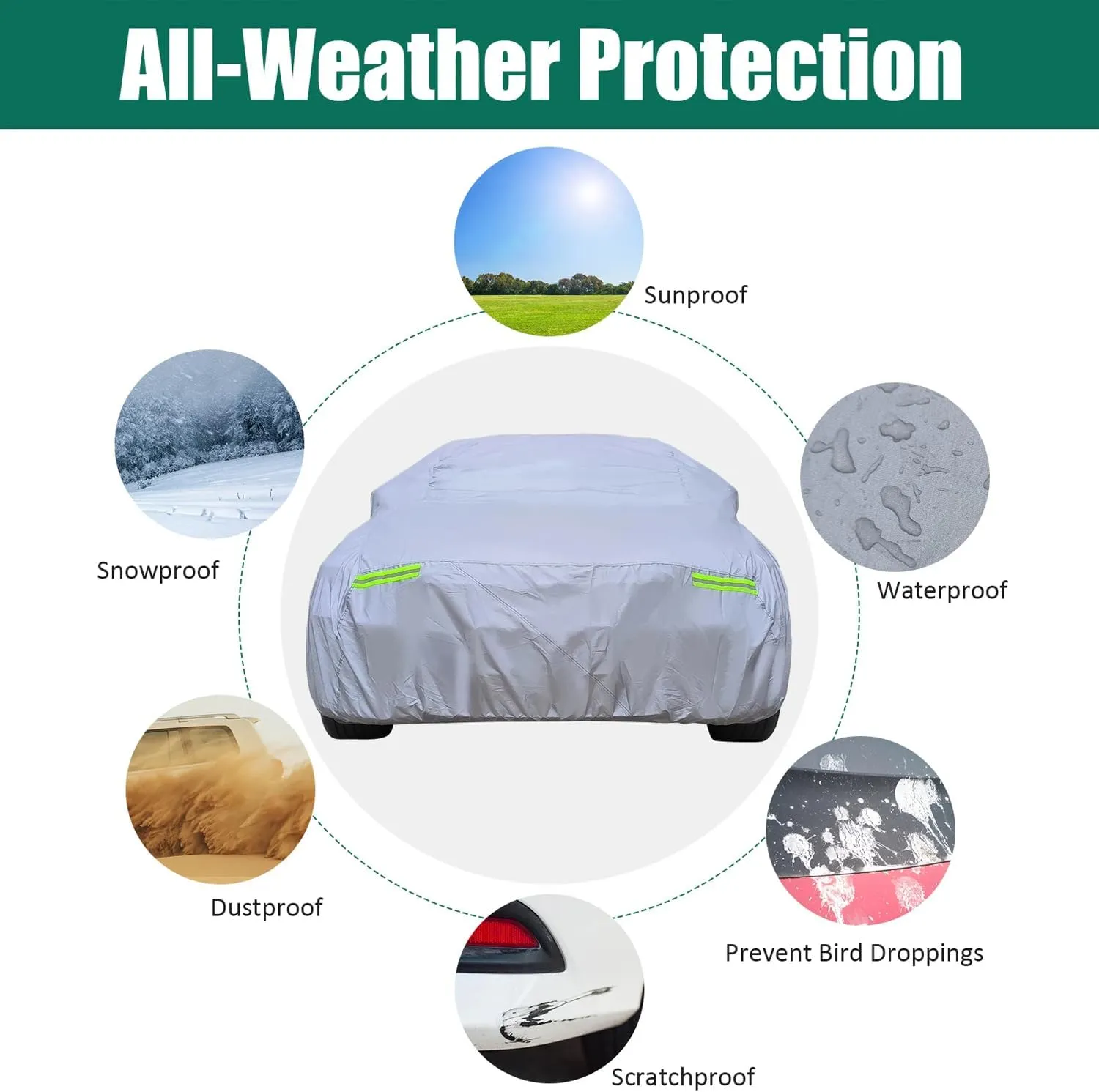 5-Layer All-Weather Waterproof Car Cover for Buick Park Avenue 4 Door.Full Car Cover Outdoor Waterproof Sun Rain Snow Hail Protection,with a Free Storage Bag. (1992-1996)