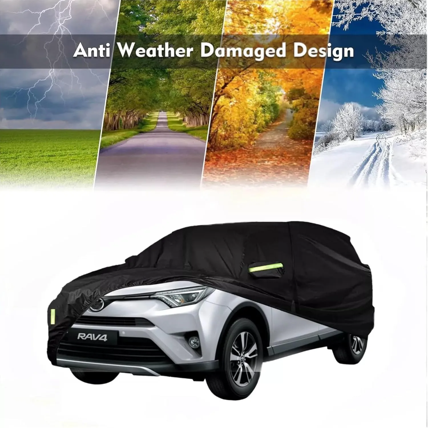 5-Layer All-Weather Waterproof Light-Weight Car Cover for Toyota RAV4.Full Car Cover Outdoor Waterproof Sun Rain Snow Hail Protection,for SUV (Black RAV4 Hybrid 2019-2025)
