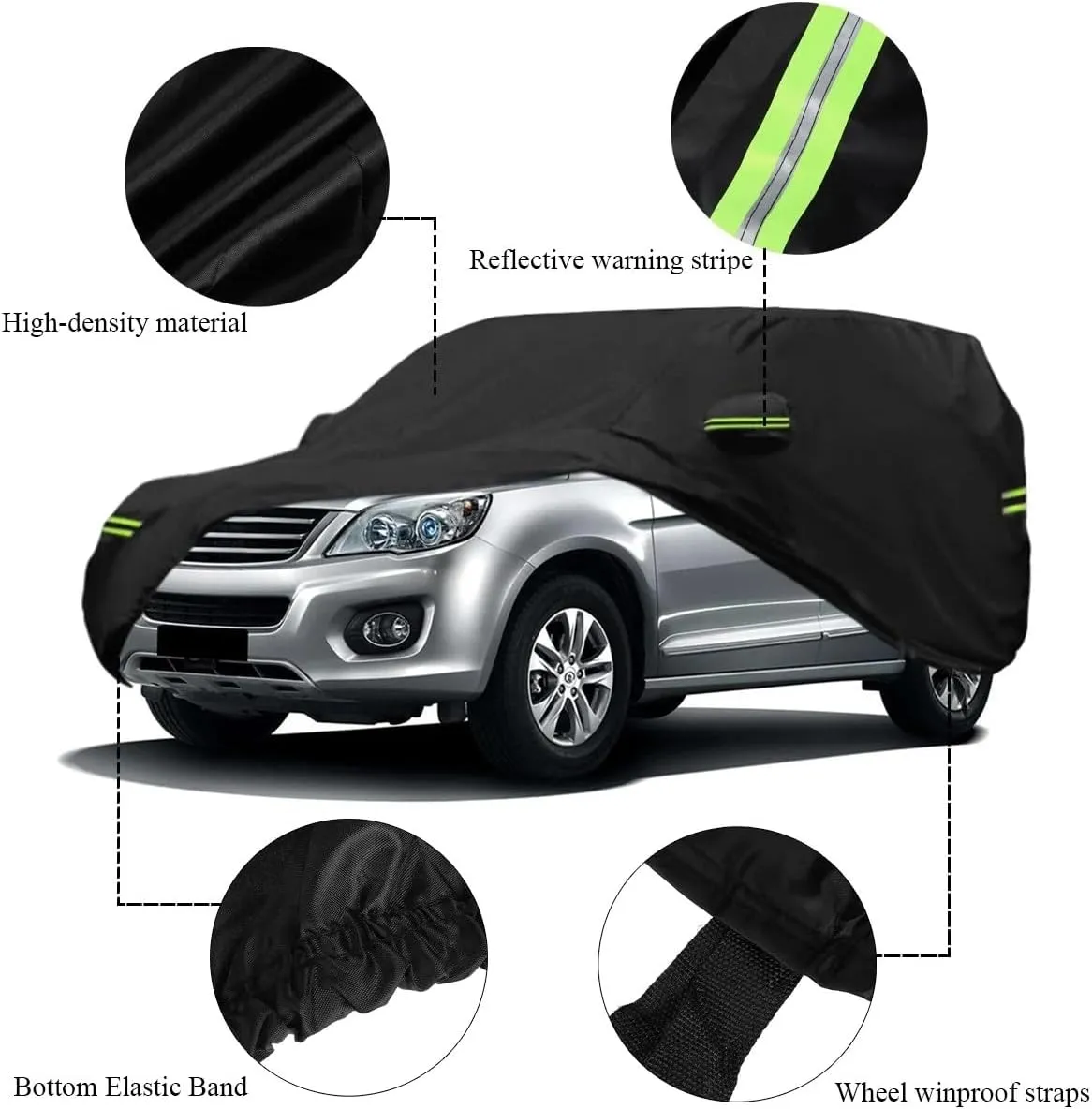 5-Layer All-Weather Waterproof Light-Weight Car Cover for Toyota Sequoia.Full Car Cover Outdoor Waterproof Sun Rain Snow Hail Protection,with a Free Storage Bag (Black Sequoia 2008-2022)