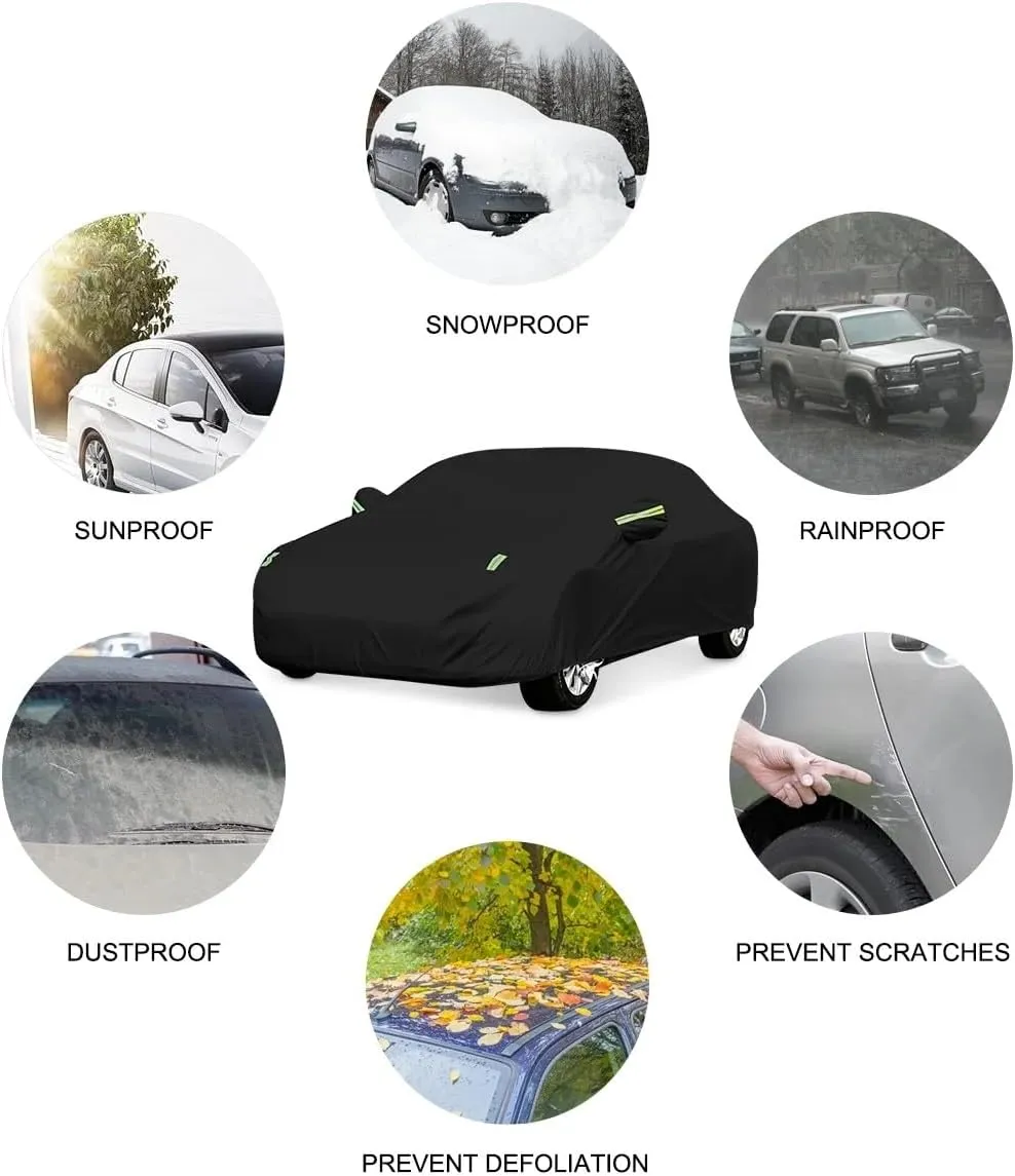 5-Layer All-Weather Waterproof Light-Weight Car Cover for Toyota Yaris.Full Car Cover Outdoor Waterproof Sun Rain Snow Hail Protection,with a Free Storage Bag (Black Yaris 2007-2011)