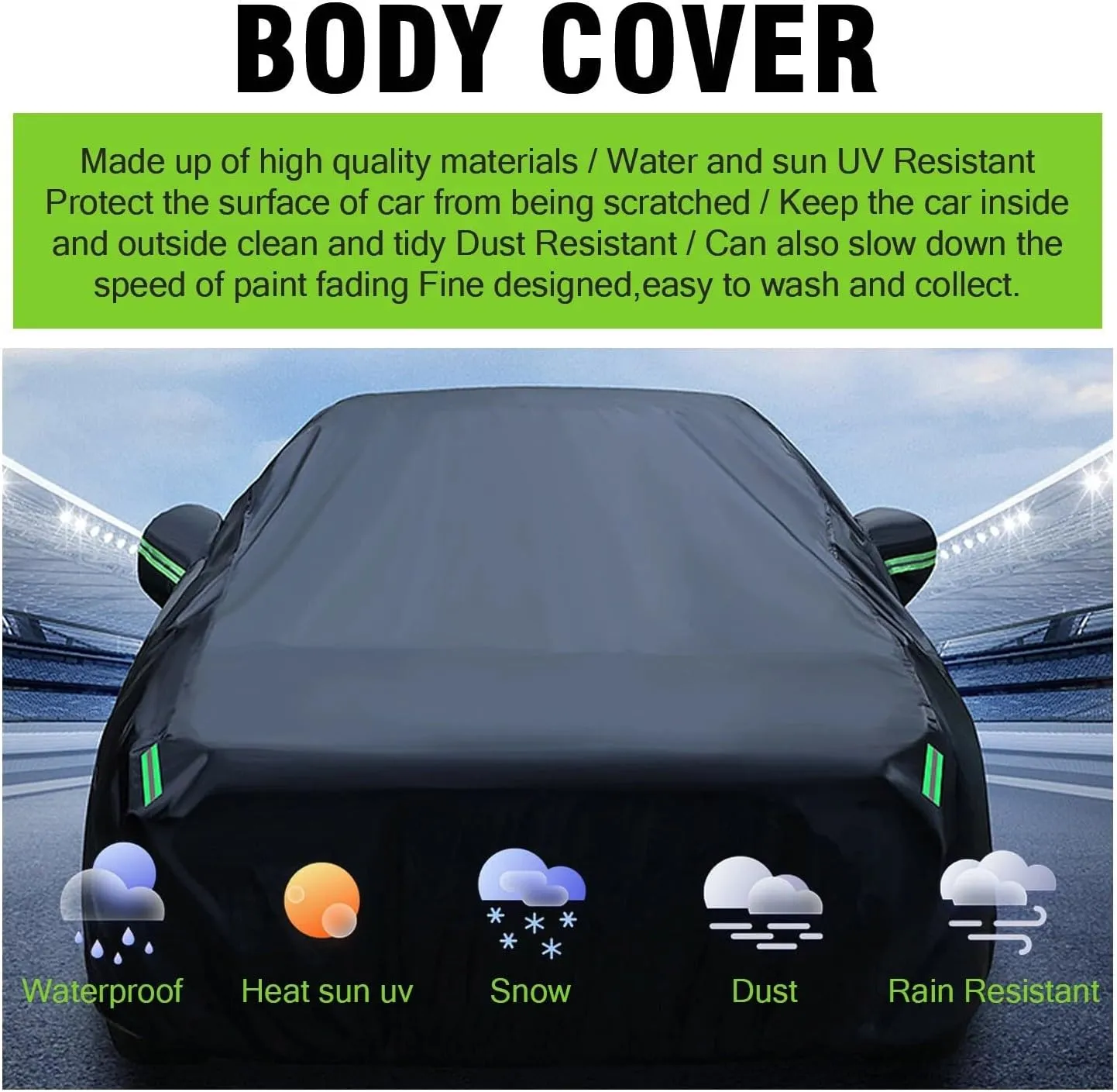 5-Layer All-Weather Waterproof Light-Weight Car Cover for Toyota Yaris.Full Car Cover Outdoor Waterproof Sun Rain Snow Hail Protection,with a Free Storage Bag (Black Yaris 2007-2011)