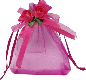 50pcs Sheer Organza Favor Bags for Wedding 3.8x4.8'' Gift Bags Samples Display Drawstring Rose Pouches (hot Pink)