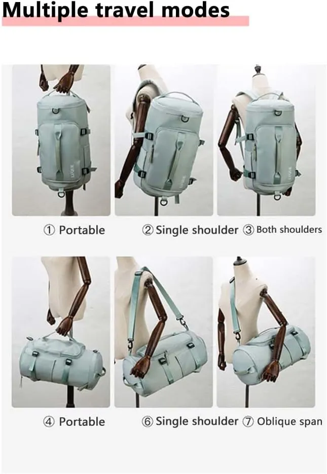 55L Unisex Wet & Dry Separation Gym Bag With Shoes Compartment,Pack Duffel Bag With Hidden Removable Straps.