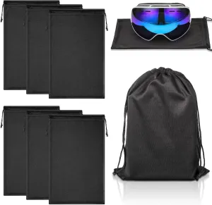 6 Pieces Microfiber Ski Goggle Bag Protection Bag for Winter Ski Goggle Storage Soft Drawstring Pouch,10 x 7 Inch