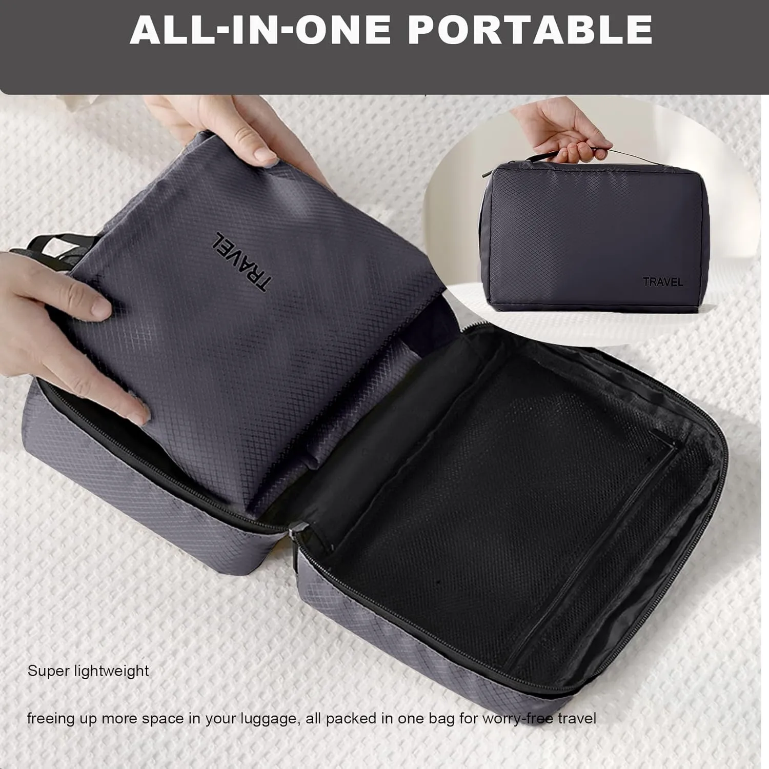 6 Set Compression Packing Cubes for Suitcases, Space-Saving Packing Cubes for Travel, Durable Suitcase Organizer Bags Set for Travel Essentials, Double Zipper Compression Packing Cubes,Grey