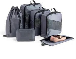 6 Set Compression Packing Cubes for Suitcases, Space-Saving Packing Cubes for Travel, Durable Suitcase Organizer Bags Set for Travel Essentials, Double Zipper Compression Packing Cubes,Grey