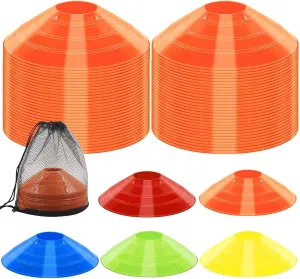 60/30 Pack Soccer Training Cones - Agility Cones with Carry Bag, Sturdy Disc Cones for Sports Training, Soccer, Football, Basketball, Indoor Outdoor Sports, Festive Events, Field Cone Markers